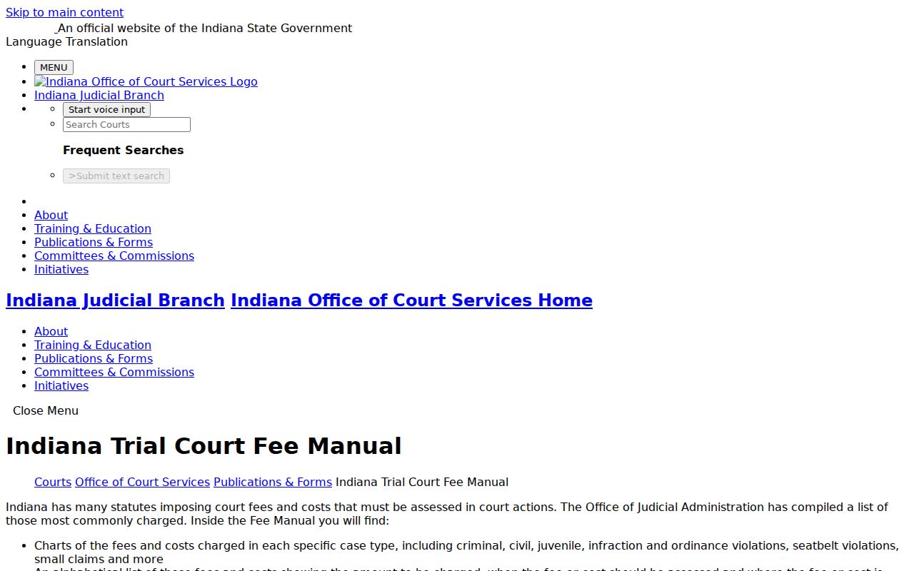 Brown County civil court docket filing fee reference