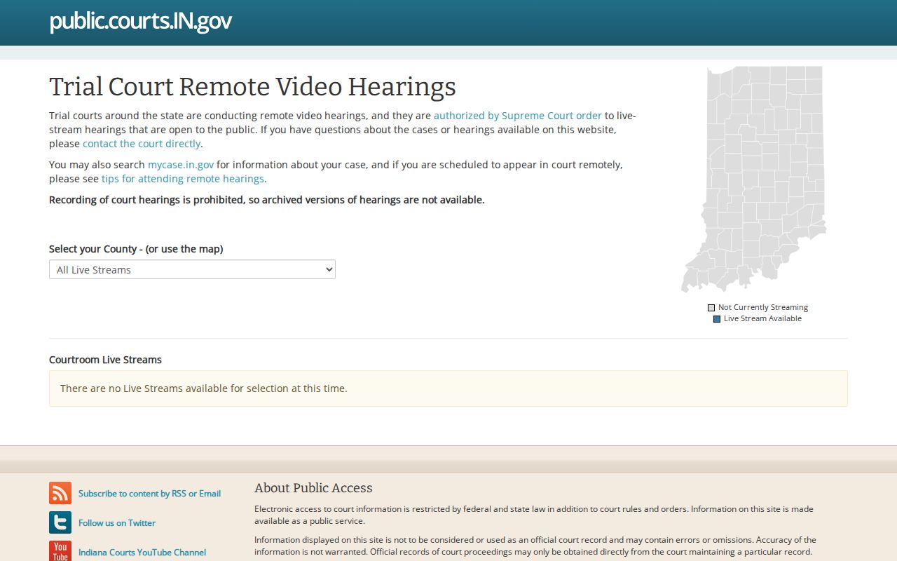 Indiana live trial court streams directory