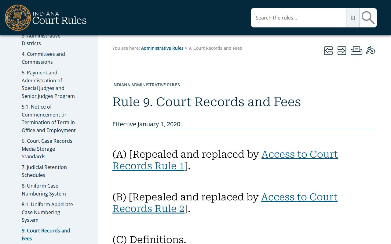 Indiana Administrative Rule 9 for Brown County court record access