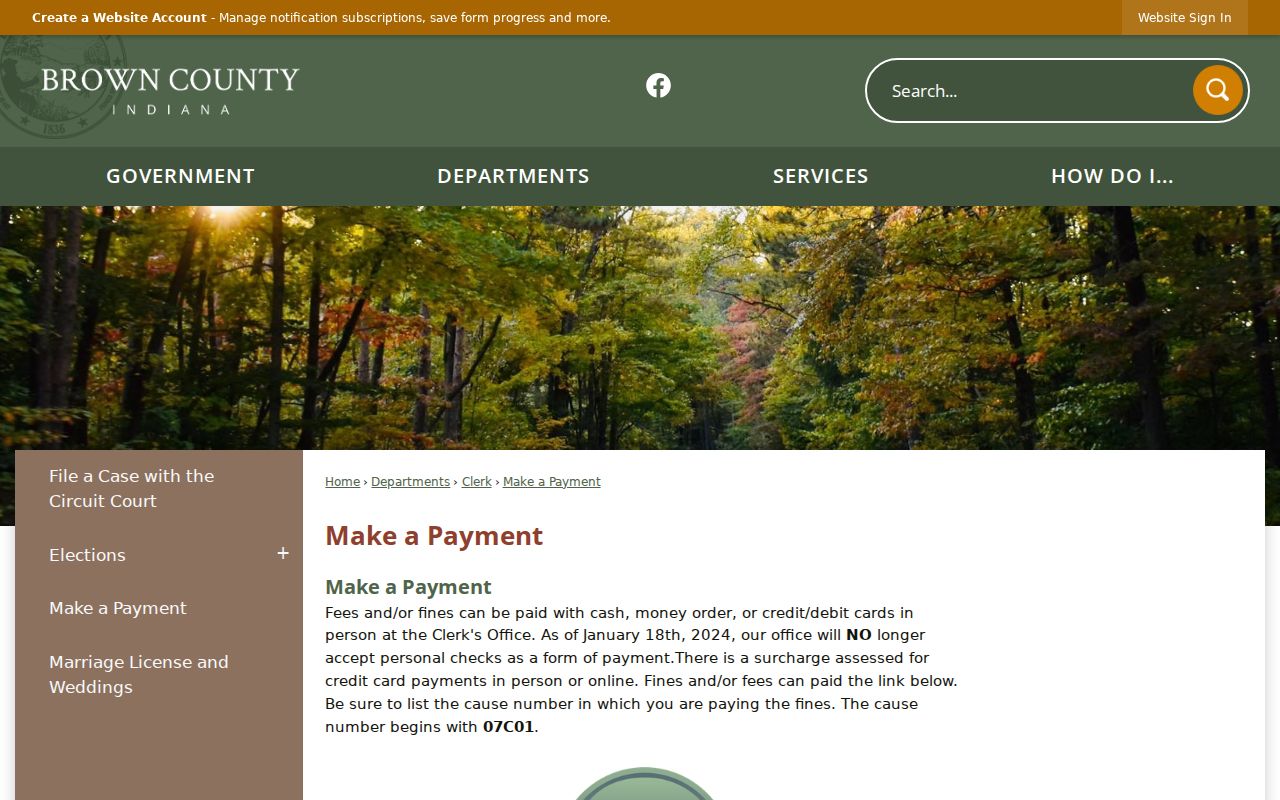 Brown County payment instructions for traffic court cases