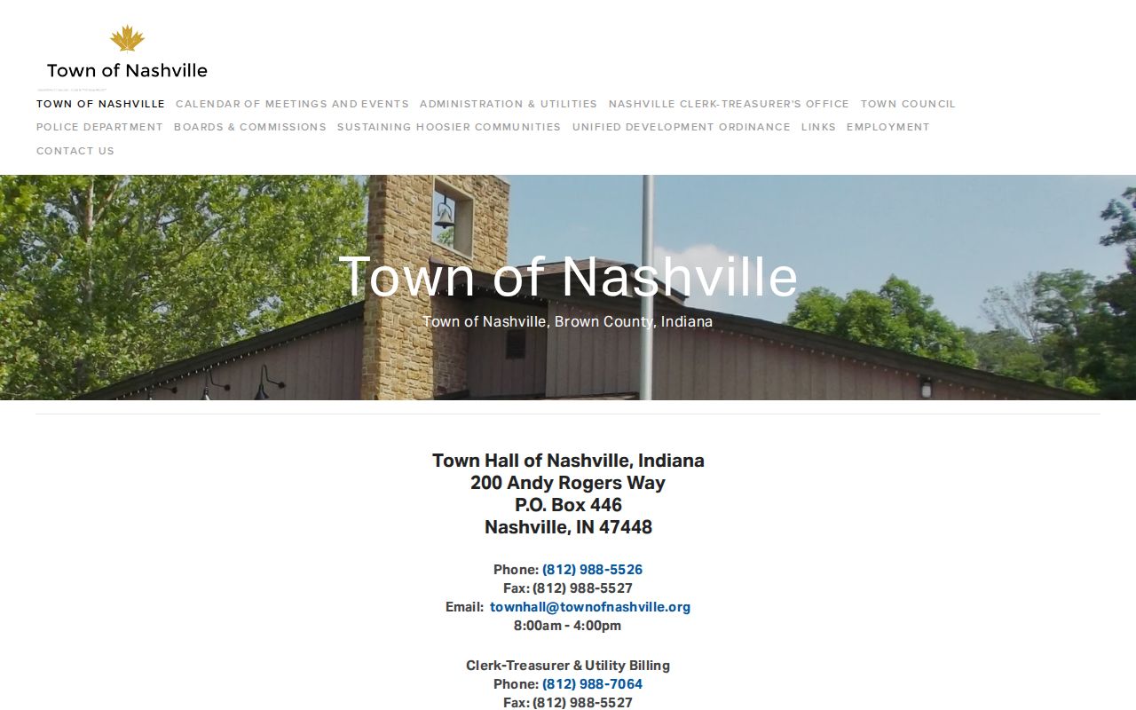 Official Town of Nashville website and public information